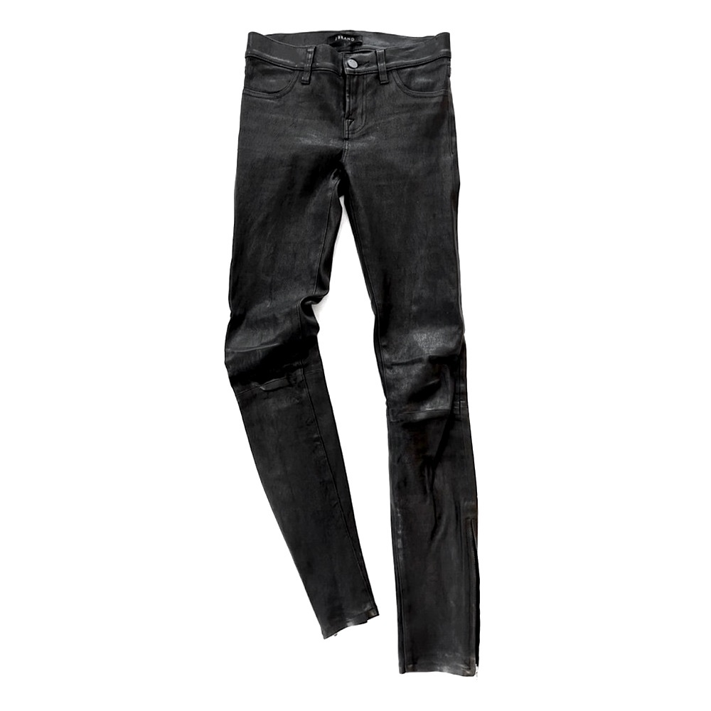 J Brand L8001 Black Mid-Rise Skinny Stretch Leather Pants Size 24